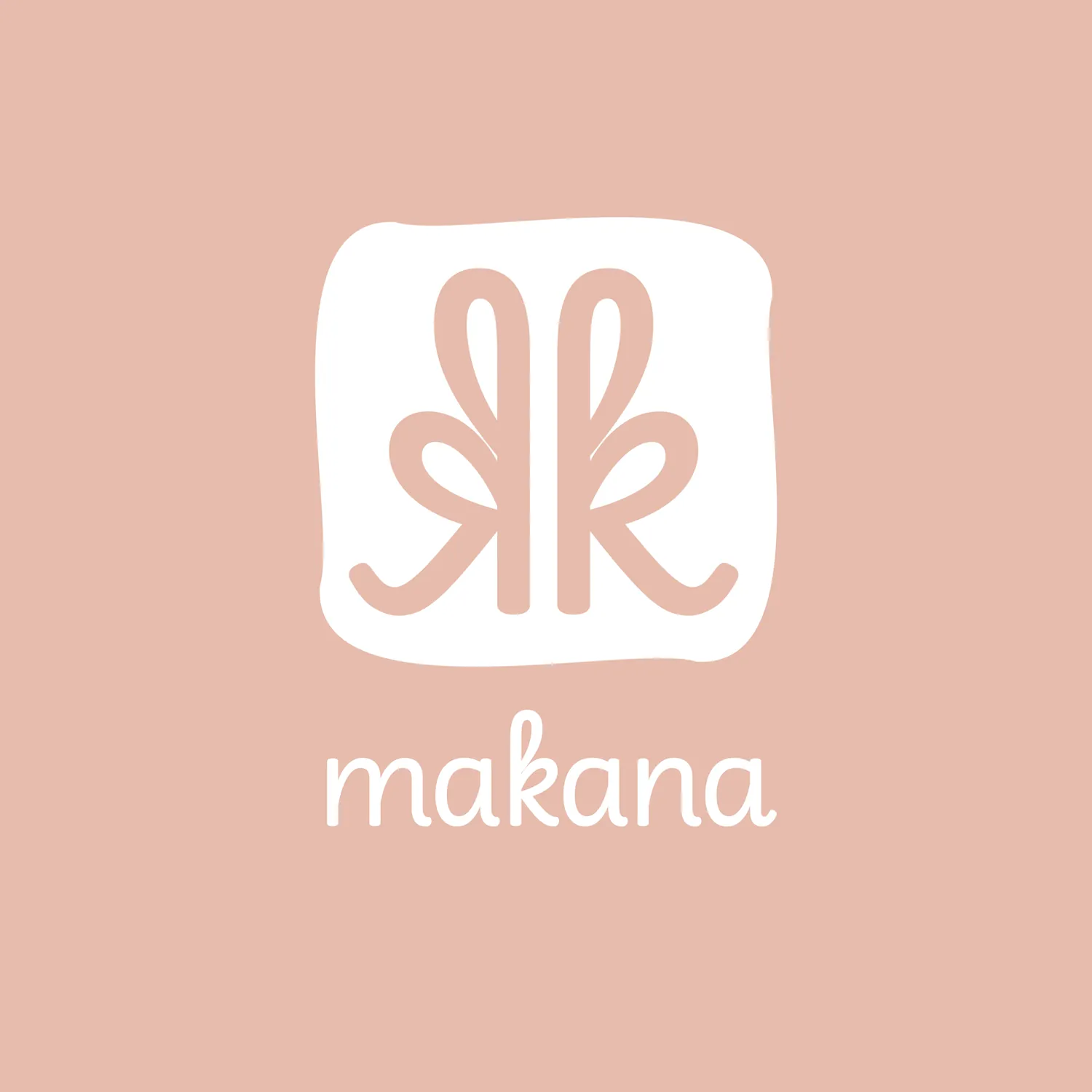 Logotipo de Makana en blanco sobre fondo rosa